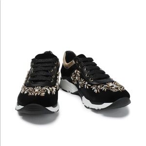 Rene Caovilla embellished velvet sneakers